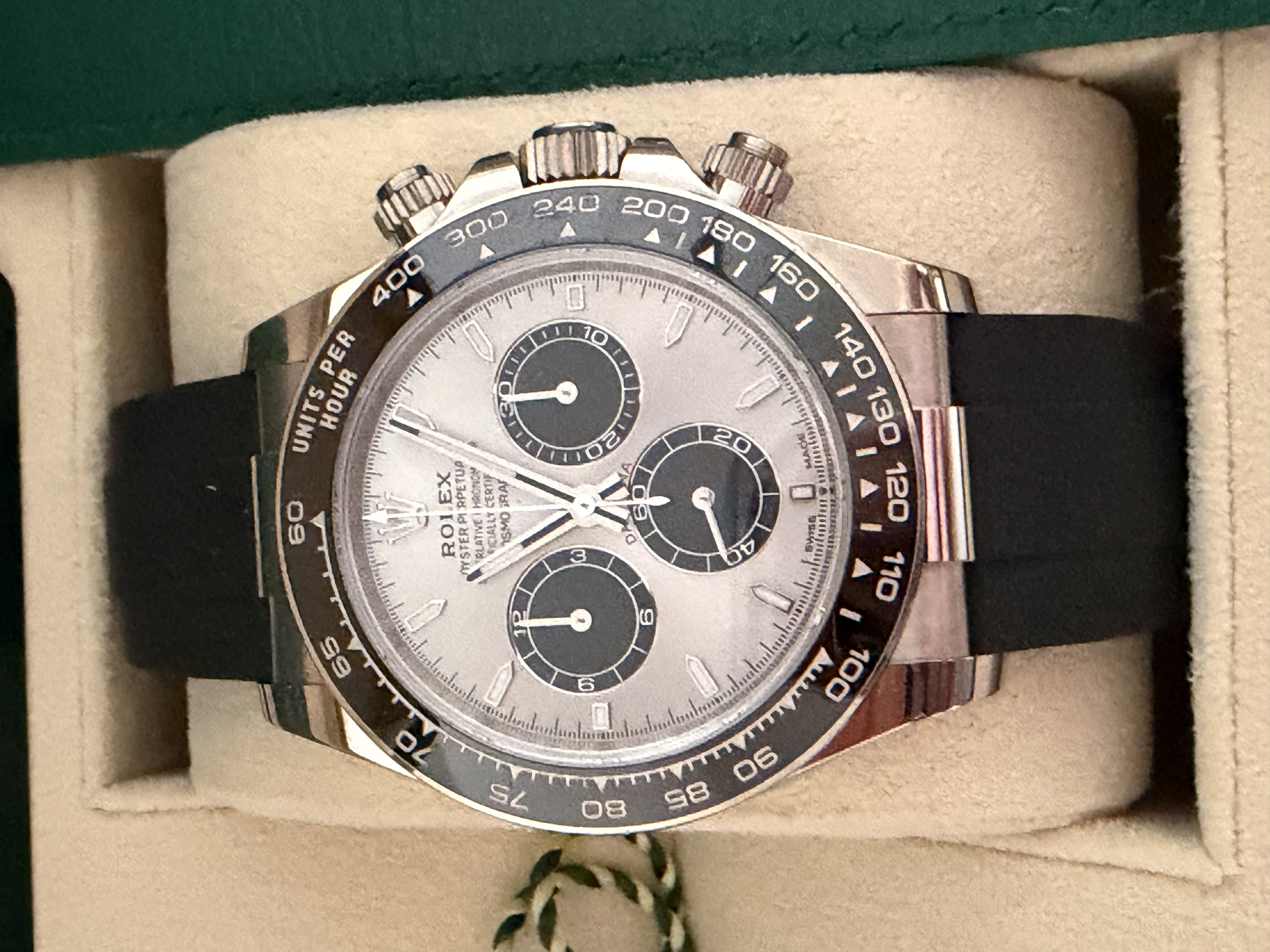 Rolex Daytona 18k White Gold/Ceramic Oysterflex Rubber Strap Ghost aka Zombie Panda 126519LN - 100% Complete