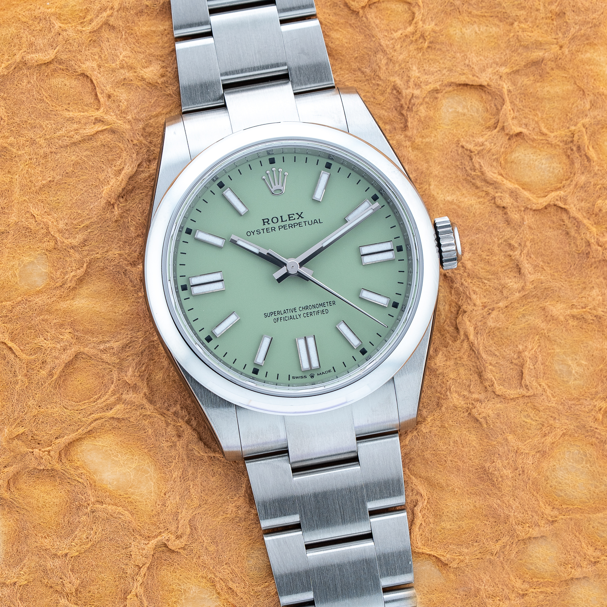 Rolex Oyster Perpetual OP41 Stainless Steel Pistachio Mint Green 134300 - Brand New In Box